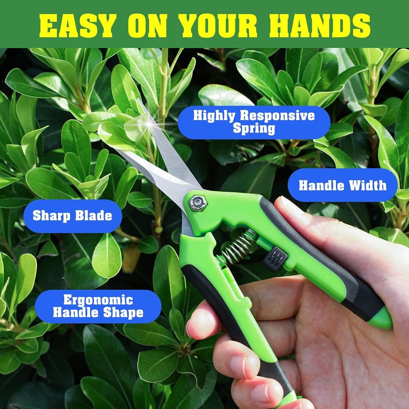 EWPJDK 4 Pack Garden Shears, Stainless Steel Shears Gardening Tools, Scissors, Garden Clippers, Pruning Shears for Gardening Shears & Scissors (Orange Green) - Image 4